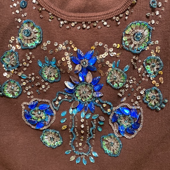 Only Nine Brown Embellished Tank Top - Picture 3 of 3